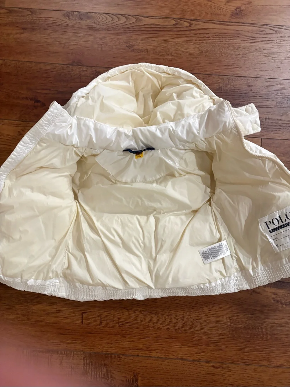 Polo Ralph Lauren Girls Ivory Puffer Jacket Detachable Hood Size 5
